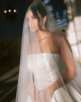 Beautiful White A-Line Strapless Beaded Sequined Sleeveless Satin Wedding Dress With Pearls